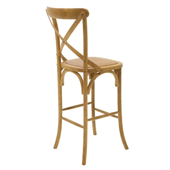 Σκαμπό μπαρ Reid ξύλο sonoma-έδρα καφέ rattan