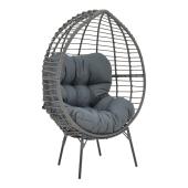 Πολυθρόνα Nestie   wicker rattan γκρι-μεταλλικό γκρι πόδι-γκρι μαξιλάρι 102x80x155εκ