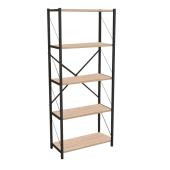 Βιβλιοθήκη Draizy  oak μελαμίνης-μαύρο μέταλλο 63x30x150εκ
