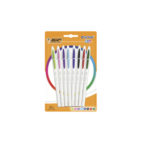 Bic Στυλό Ballpoint 1.2mm με Γαλάζιο Μελάνι 8τμχ Cristal Up (Διάφορα Χρώματα)
