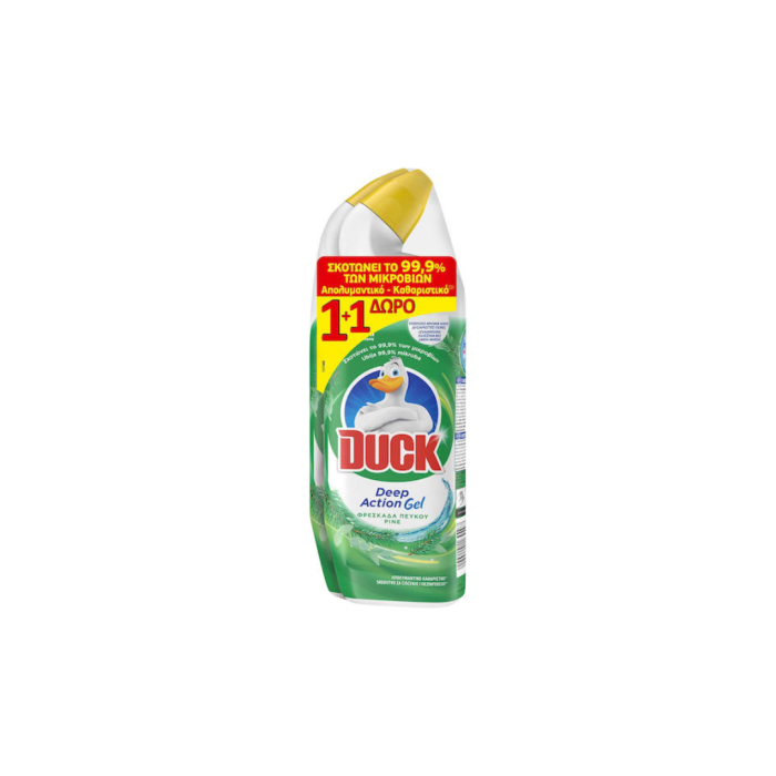 Duck Total Action Gel Καθαρισμού Λεκάνης με Άρωμα Πεύκο 2x750ml