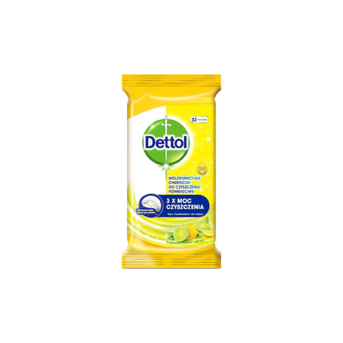 Dettol Power & Fresh Anti-Bacterial Μαντηλάκια Καθαρισμού Γενικής Χρήσης με Απολυμαντική Δράση 32 τμχ