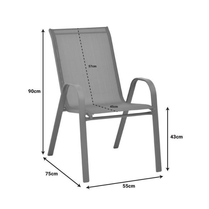 Πολυθρόνα Calan  μέταλλο μαύρο-textilene μαύρο 55x75x90 εκ