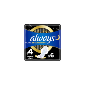Always Ultra Secure Night InstantDry Σερβιέτες με Φτερά Μέγεθος 4 6τμχ