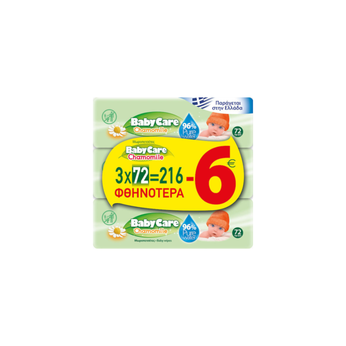 BabyCare Chamomile Μωρομάντηλα με Χαμομήλι 3x72τμχ