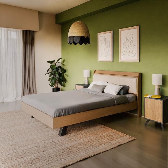 Κρεβάτι Frankly oak-λευκό pu 150x200εκ