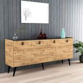 Μπουφές Jeslie  μελαμίνης oak-ανθρακί 180x40x79εκ