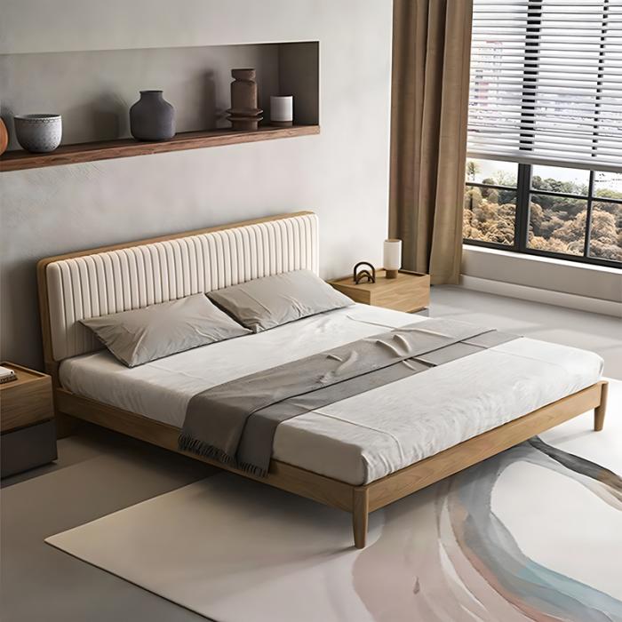 Κρεβάτι Akva διπλό mdf σε φυσική απόχρωση 150x200εκ