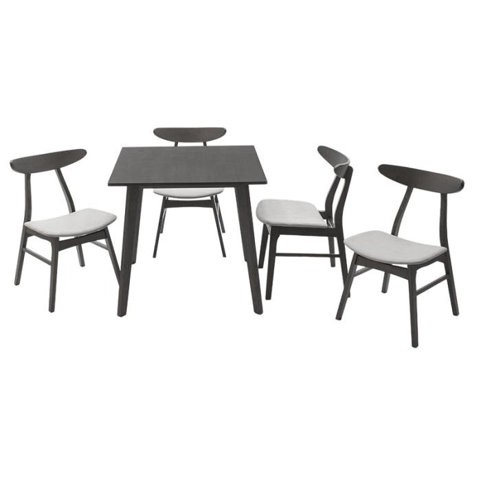 Tραπεζαρία Benson - Orlean σετ 5τμχ rustic grey - ύφασμα γκρι 80x80x75εκ