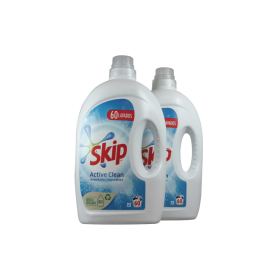 Skip Υγρό Απορρυπαντικό Ρούχων Active Clean 2x60μεζουρες (120μεζουρες)