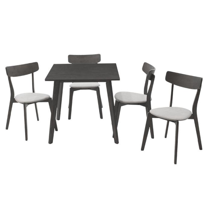 Tραπεζαρία Benson - Toto σετ 5τμχ rustic grey - ύφασμα grey 80x80x75εκ