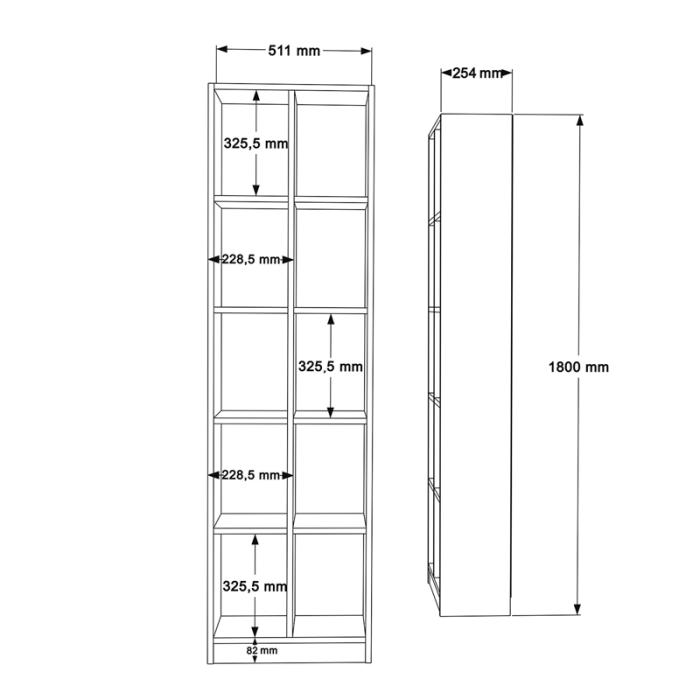 Βιβλιοθήκη Oteca 10θέσεων  σε φυσική απόχρωση 51.1x25.4x180εκ