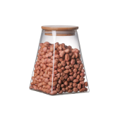 Viosarp Βάζο Γυάλινο Με Ξύλινο Καπάκι Τετράγωνο 950ml