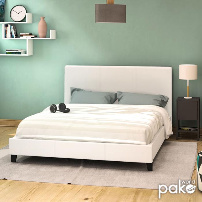 Κρεβάτι Nevil 150x200 PU χρώμα λευκό ματ