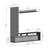Σύνθετο σαλονιού Claironse  ανθρακί μελαμίνης 225x37.6x210εκ