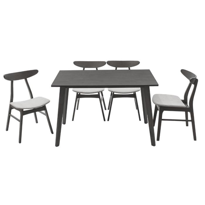 Tραπεζαρία Benson - Orlean σετ 5τμχ rustic grey-ύφασμα γκρι 120x75x75εκ