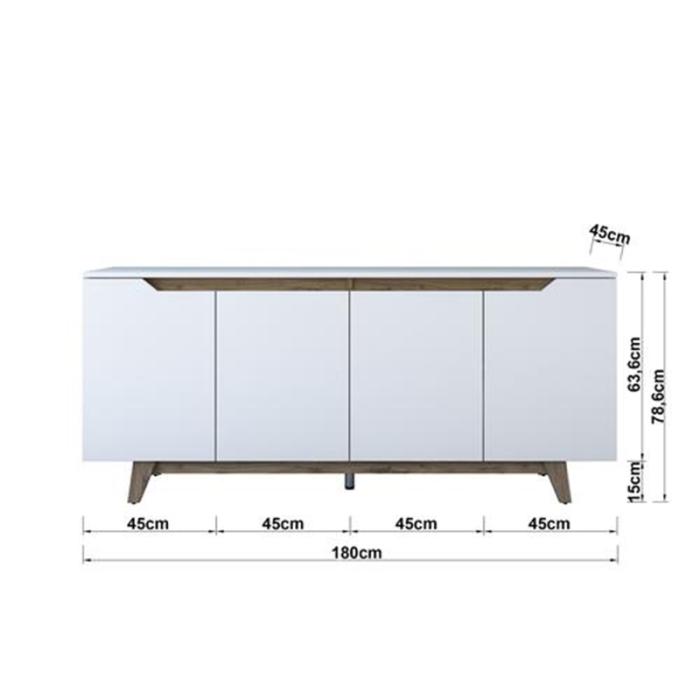 Μπουφές Rafaelo  λευκό-καρυδί 180x45x78,5εκ