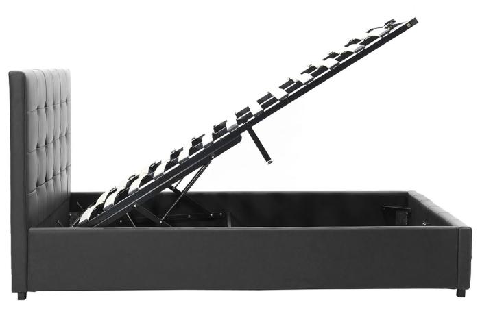 Κρεβάτι Roi  160x200 PU μαύρο ματ + αποθηκευτικό χώρο