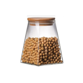 Viosarp Βάζο Γυάλινο Με Ξύλινο Καπάκι Τετράγωνο 750ml