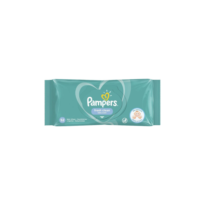 Pampers Fresh Clean Μωρομάντηλα χωρίς Οινόπνευμα 52τμχ