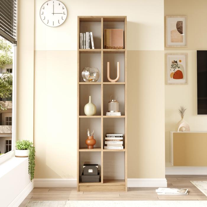 Βιβλιοθήκη Oteca 10θέσεων  σε φυσική απόχρωση 51.1x25.4x180εκ