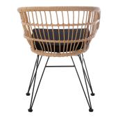 Πολυθρόνα Naoki  με μαξιλάρι pe rattan σε φυσική απόχρωση και μαύρα μεταλλικά πόδια 63x61x79εκ