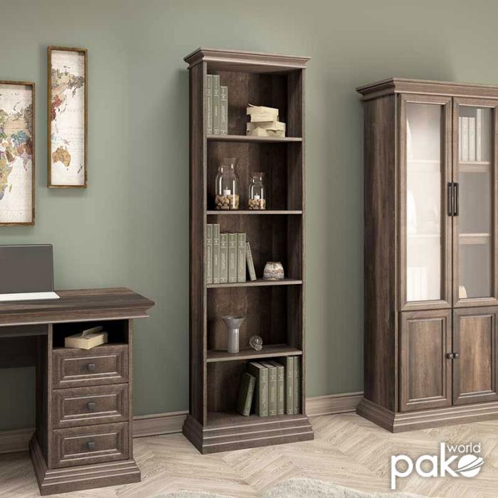 Βιβλιοθήκη Mozart χρώμα καρυδί 60x34,5x202,5εκ