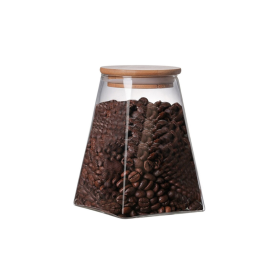 Viosarp Βάζο Γυάλινο Με Ξύλινο Καπάκι Τετράγωνο 500ml