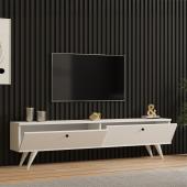 Έπιπλο τηλεόρασης Jate  σε λευκή απόχρωση 160x25x40εκ