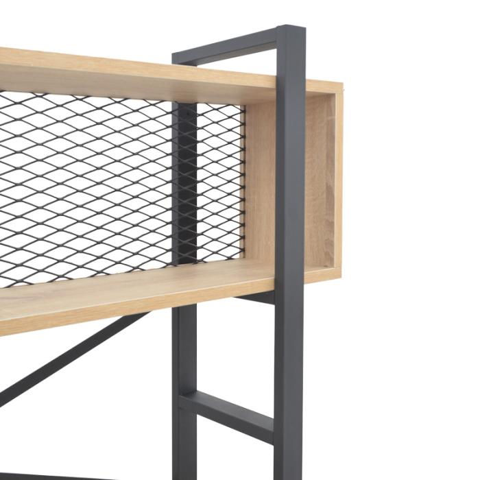 Βιβλιοθήκη Fifer  σε oak-μαύρη απόχρωση 120x28x185εκ