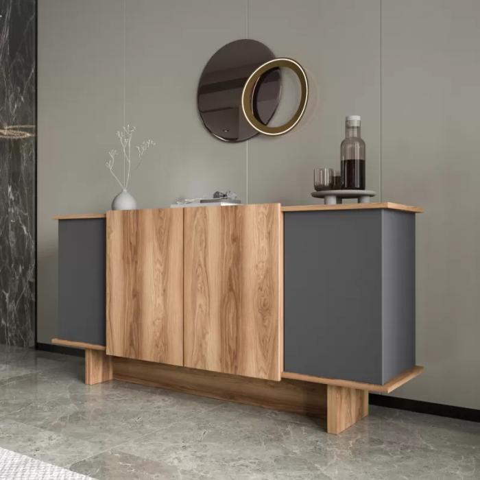 Μπουφές Aramos  σε ανθρακί - oak απόχρωση 180x45x80εκ