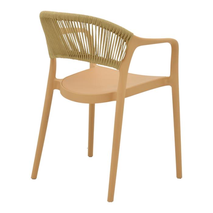 Πολυθρόνα Ankara στοιβαζόμενη pp cappuccino απόχρωση με μπεζ rattan 57x48x80εκ