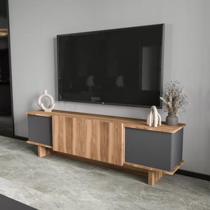 Έπιπλο τηλεόρασης Aramos  σε ανθρακί-oak απόχρωση 180x33x50εκ