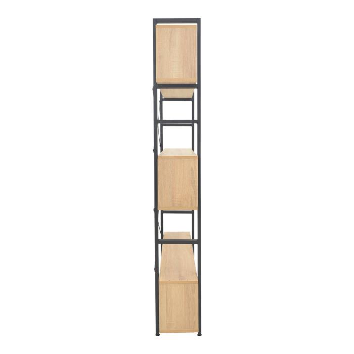 Βιβλιοθήκη Fifer  σε oak-μαύρη απόχρωση 120x28x185εκ