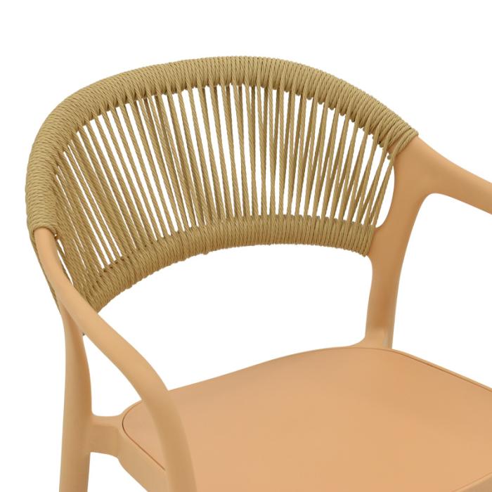 Πολυθρόνα Ankara  στοιβαζόμενη pp cappuccino απόχρωση με μπεζ rattan 57x48x80εκ