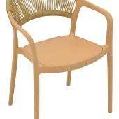 Πολυθρόνα Ankara  στοιβαζόμενη pp cappuccino απόχρωση με μπεζ rattan 57x48x80εκ