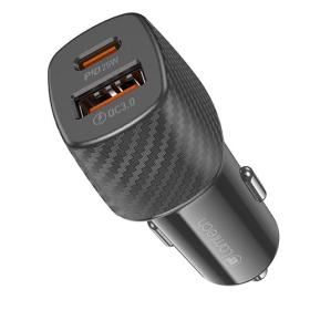 Lamtech Dual Port Car Fast Charger  Type-C Pd 25W and USB 18W Black