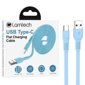 Lamtech Type-C 3.0A Flat Charging Cable 1M Blue