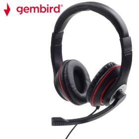 Gembird Jack Stereo Headset Black with Red Ring Refurbished