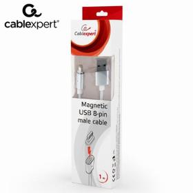 Cablexpert 3-In-1 Magnetic Cable Lightning - Type-C - Micro USB 1M Retail Pack Silver