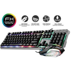 Alcatroz Waterproof USB Rgb Wired Combo Keyboard and Mouse X-Craft Xc3000