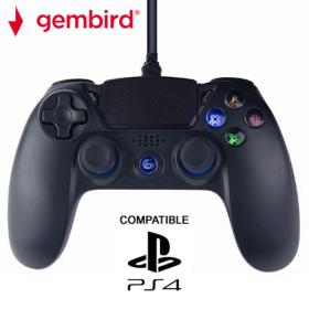 Gembird Wired Vibration Game Controller for PC/Ps4 Black