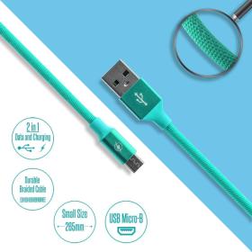 Καλώδιο Φόρτισης-Δεδομένων Micro Usb 26cm Βεραμάν