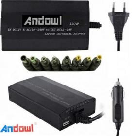 Andowl Universal Φορτιστής Laptop 120W 24V, Αποσπώμενο Καλώδιο Τροφοδοσίας, Σετ βυσμάτων