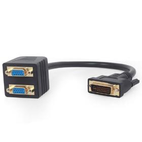 Cablexpert Passive Dvi-I Male To Dual Vga Female Splitter Cable 0.3M Black