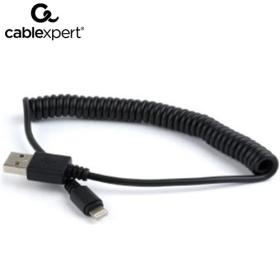 Cablexpert USB Lightning Sync and Charging Spiral Cable for IPhone 1.5M Black