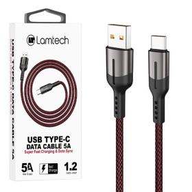 Lamtech USB Type-C Data Cable 5A 1,2M Black