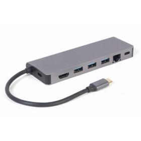 Cablexpert USB Type-C 5In1 Multiport Adapter (Hub+HDMI+Pd-Card Reader+Lan)