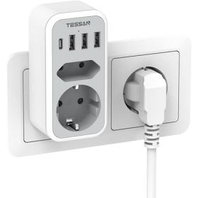 Tessan 6 In 1 Wall Socket 1Xschuko, 1Xeu Socket ,3Xusb, 1Xtype-C