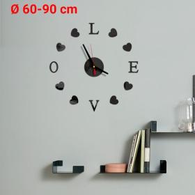 DIY 3D Ρολόι Τοίχου &quot;Love&quot; (Ø 60-90 CM) Μαύρο